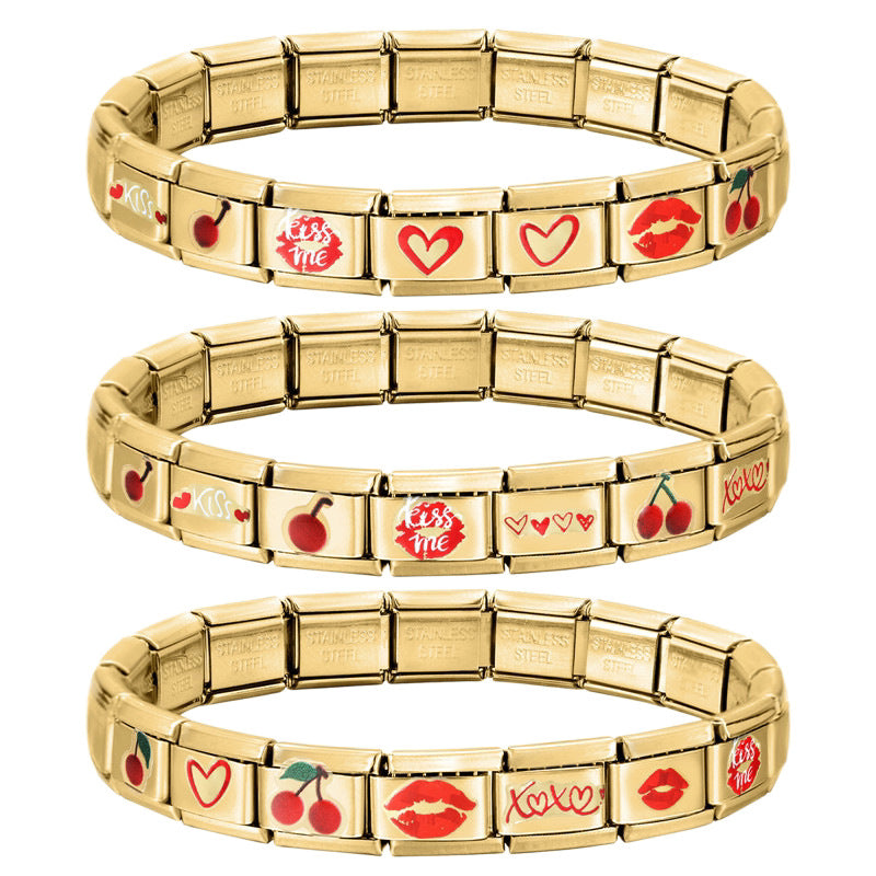 Sticker Style Charms, Lips, Hearts and Cherries