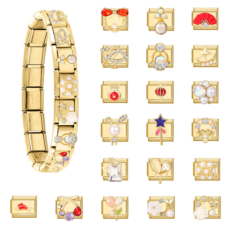 Gold Charms with Pearls and Crystals