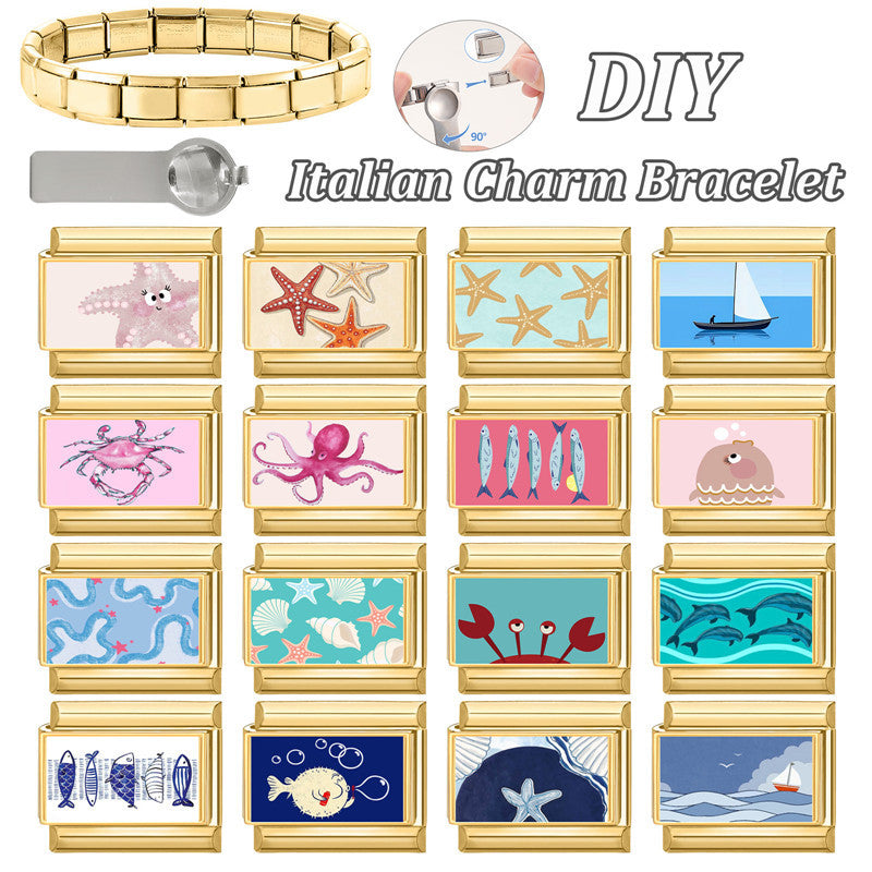 Gold Ocean Charms, Sea Life