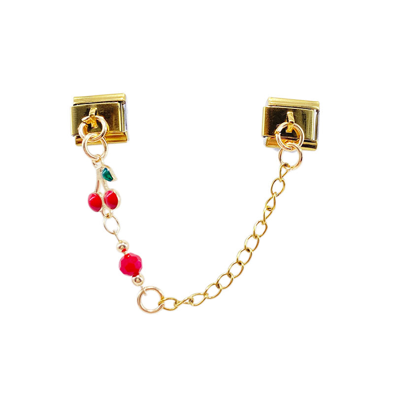 Gold Chain Charms, Cherries and Strawberries