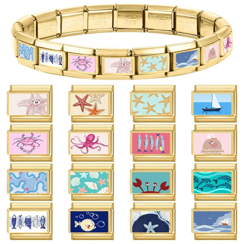 Gold Ocean Charms, Sea Life