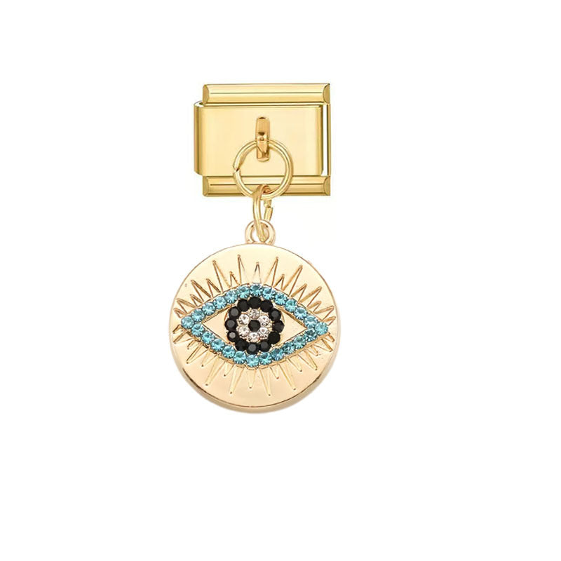 Teal Crystal Evil Eye Disc