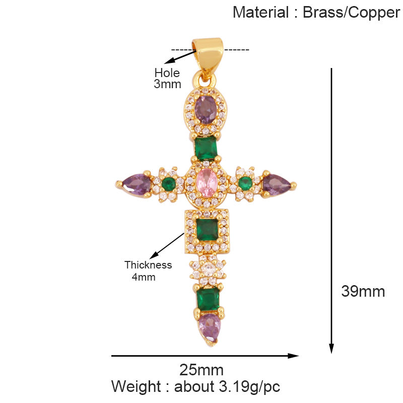 Slim Gem Cross Gold
