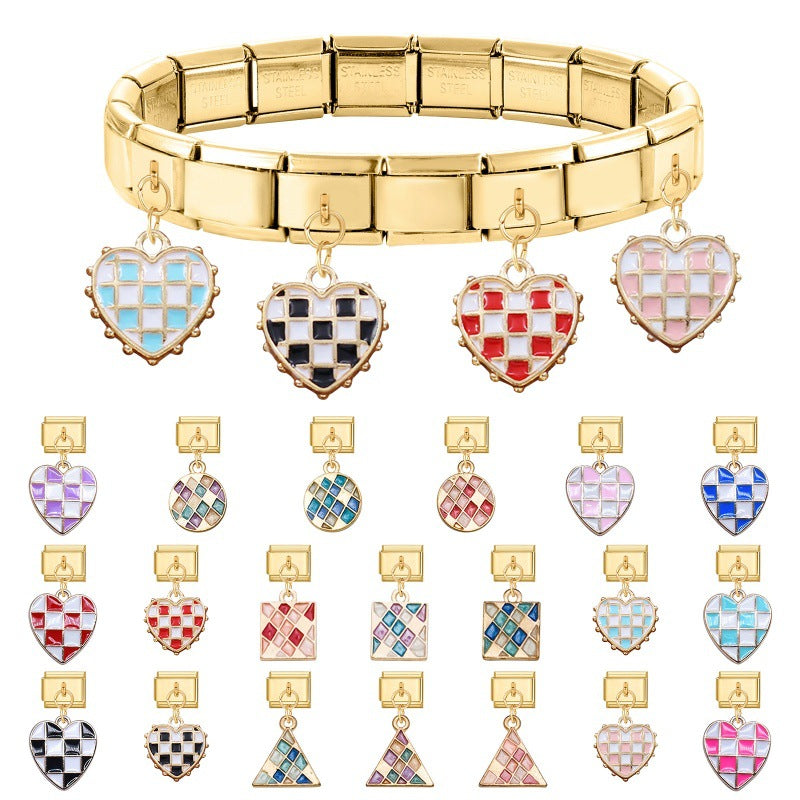Gold Mosaic and Checkered Dangle Charms