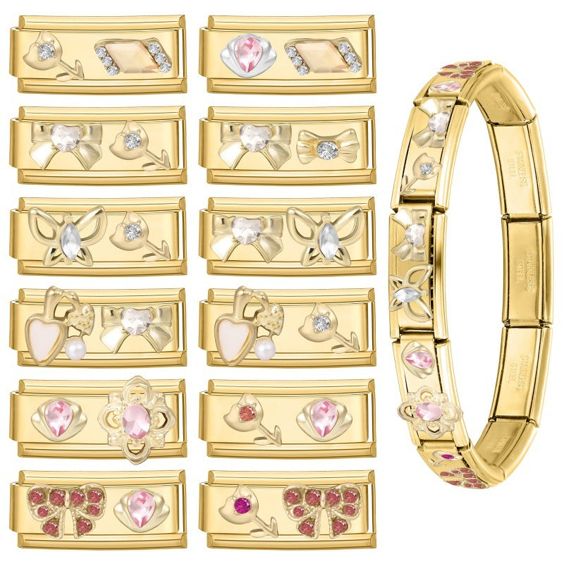 Gold Crystal Double Charms