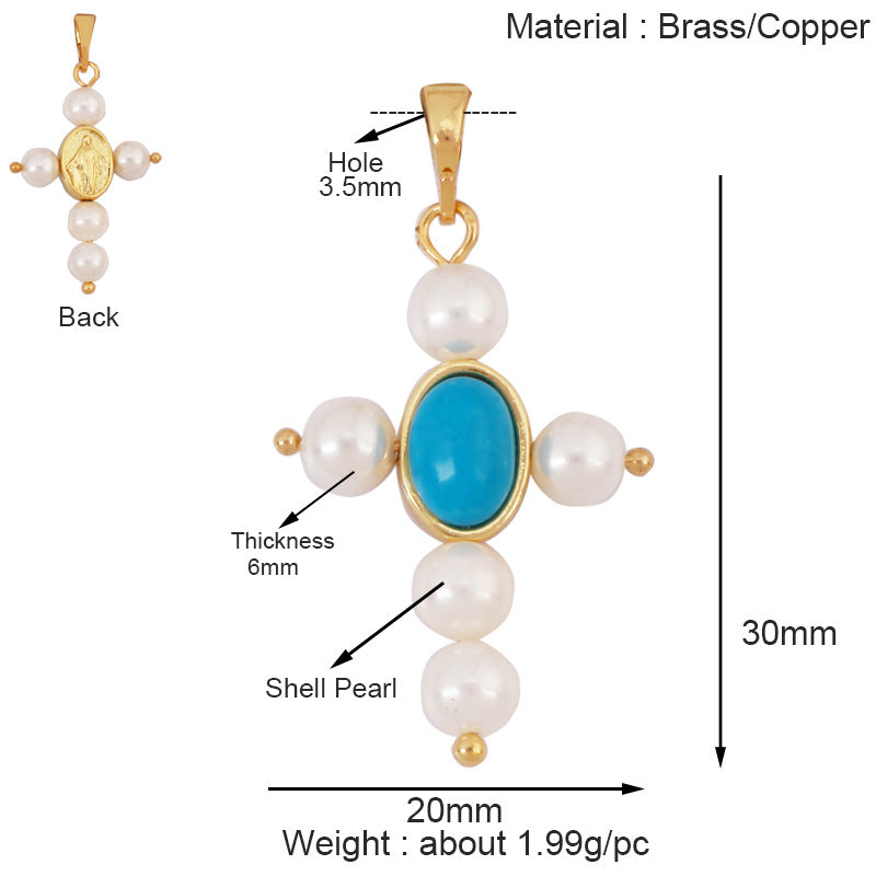 Cross and Mary Medal Necklace Pendants