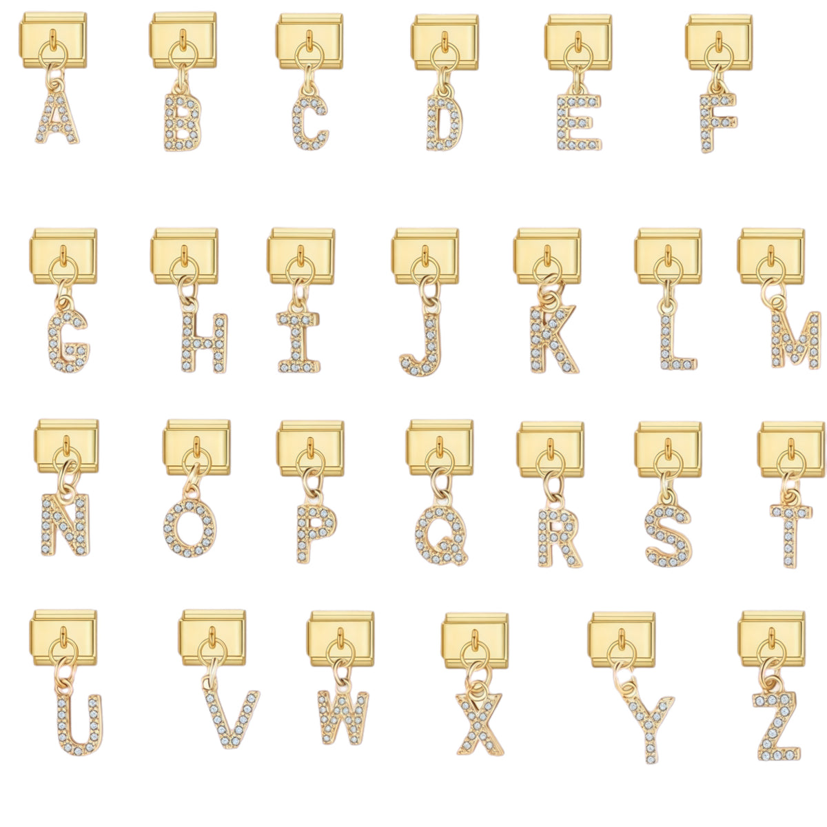 Gold Letter Dangle Charms A to Z
