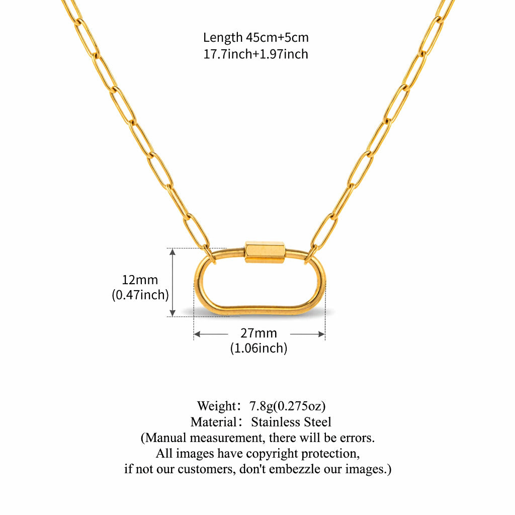 Gold Paperclip Chain Large Carabiner 45cm