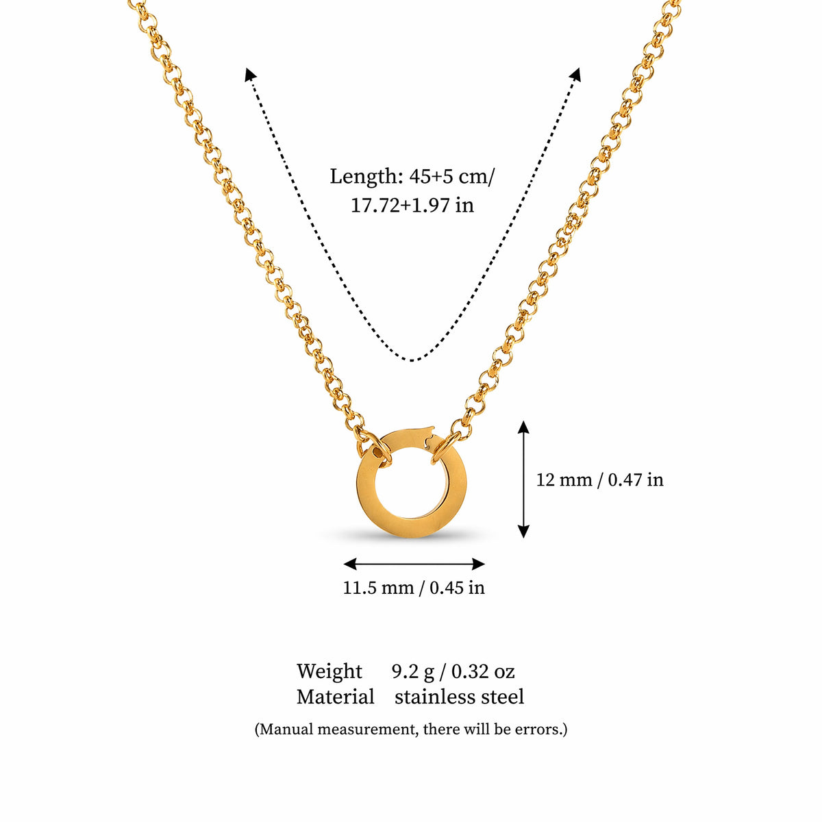 Gold Cable Chain Loop Ring 45cm