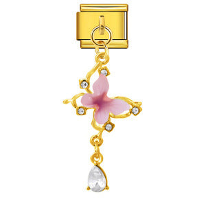 Pink Butterfly Drop, Gold
