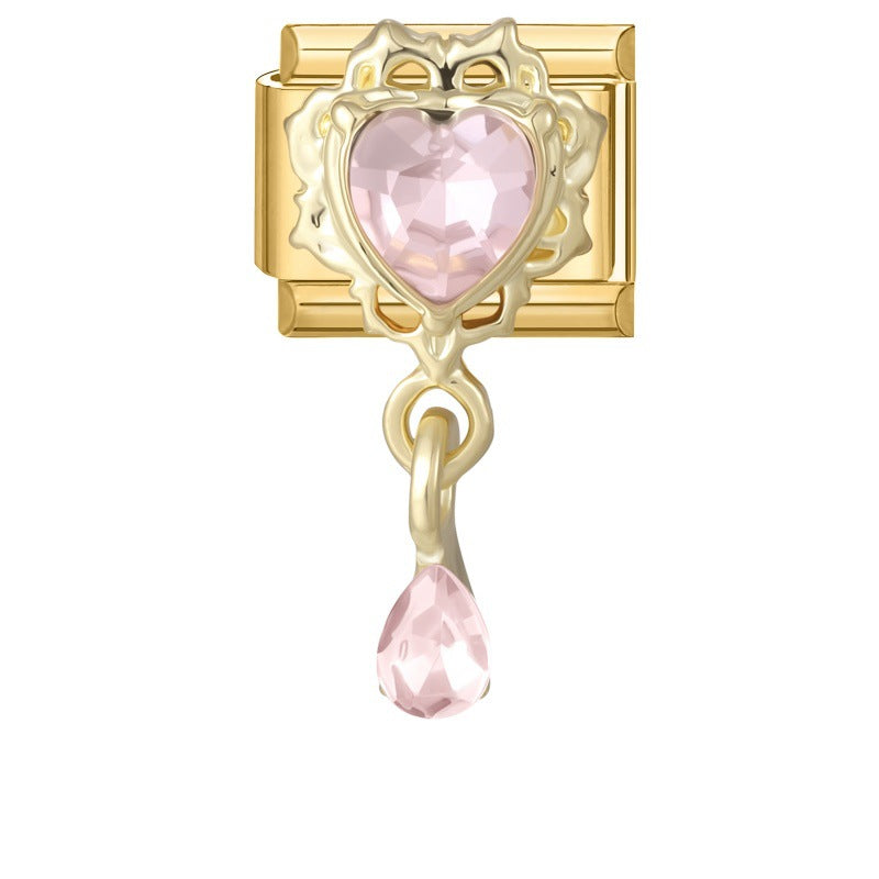 Pink Crystal Heart Tassel