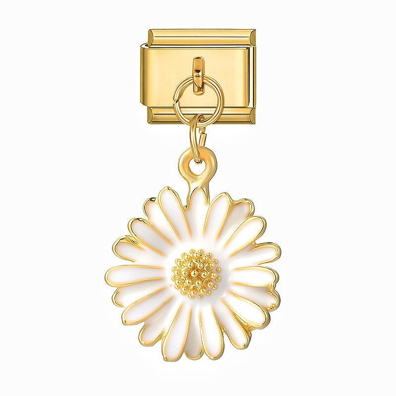 Gold Flower and Leaf Dangle Charms