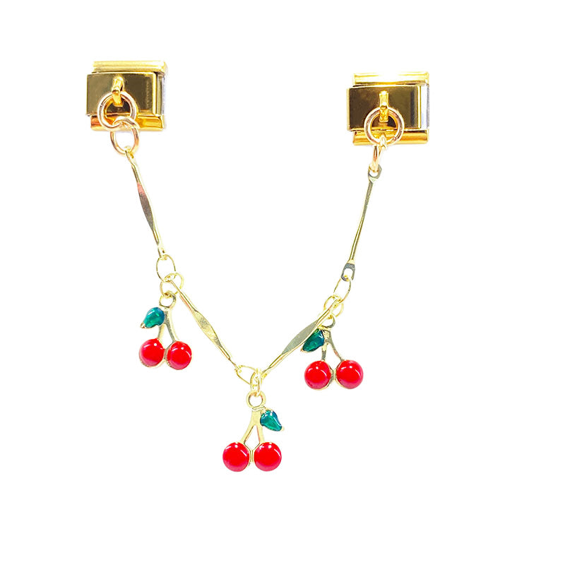 Gold Chain Charms, Cherries and Strawberries
