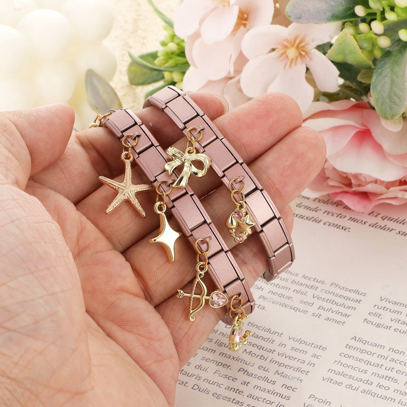 Rose Gold Dangle Charms, Bows and Flowers