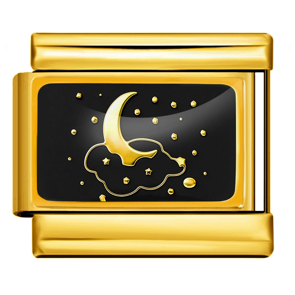 Moon with Dotted Cloud, Gold