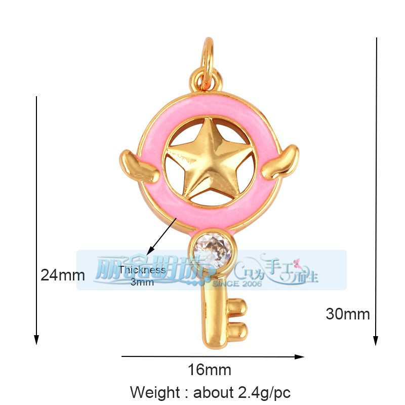 Winged Star Key Pink