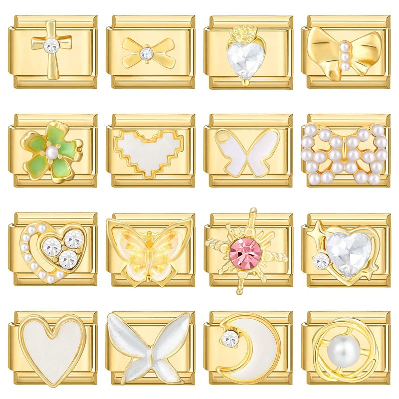 Gold Charms, Bows, Hearts and Butterflies