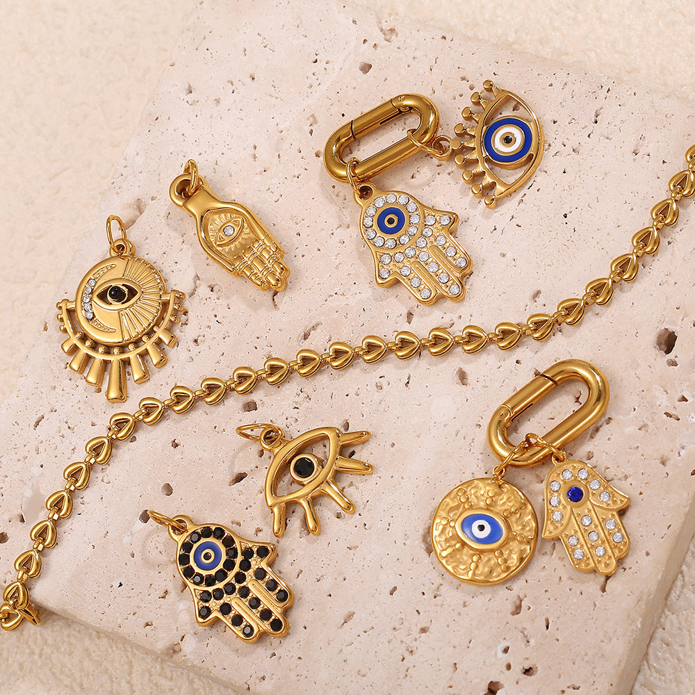 Evil Eye, Hamsa and Angel Necklace Charms