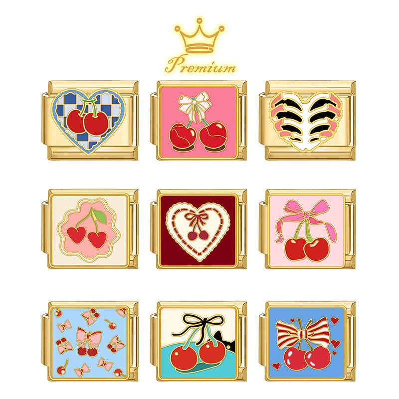 Gold Cherry Charms with Bows