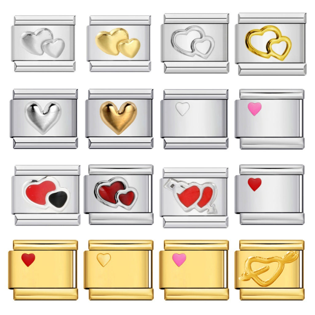 Stamped and Enamel Heart Charms