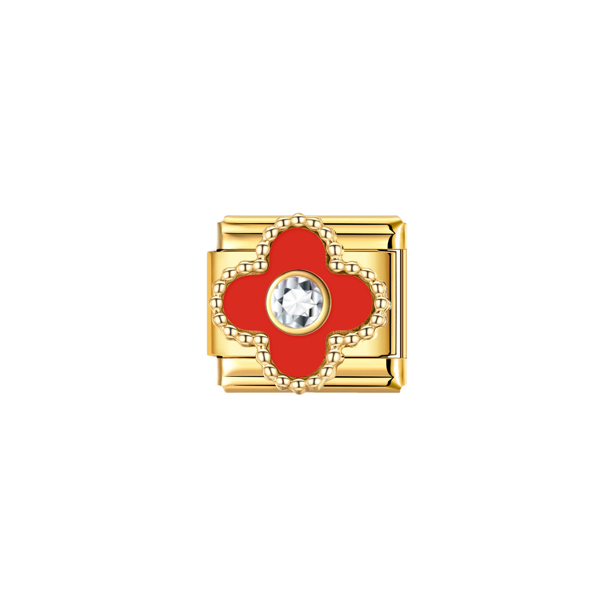 Gold Enamel Flower Charms with Crystal