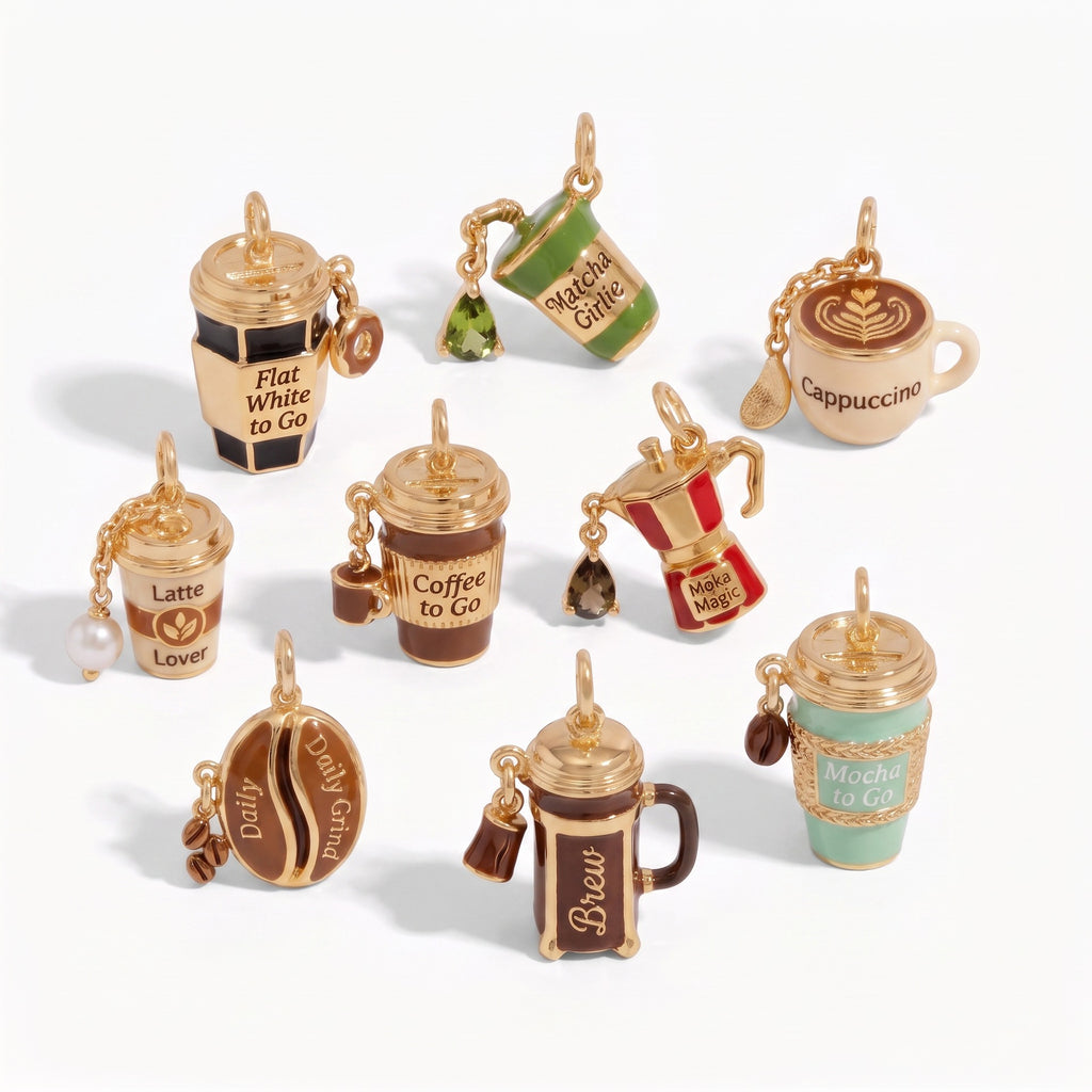 Enamel Coffee Necklace Charms