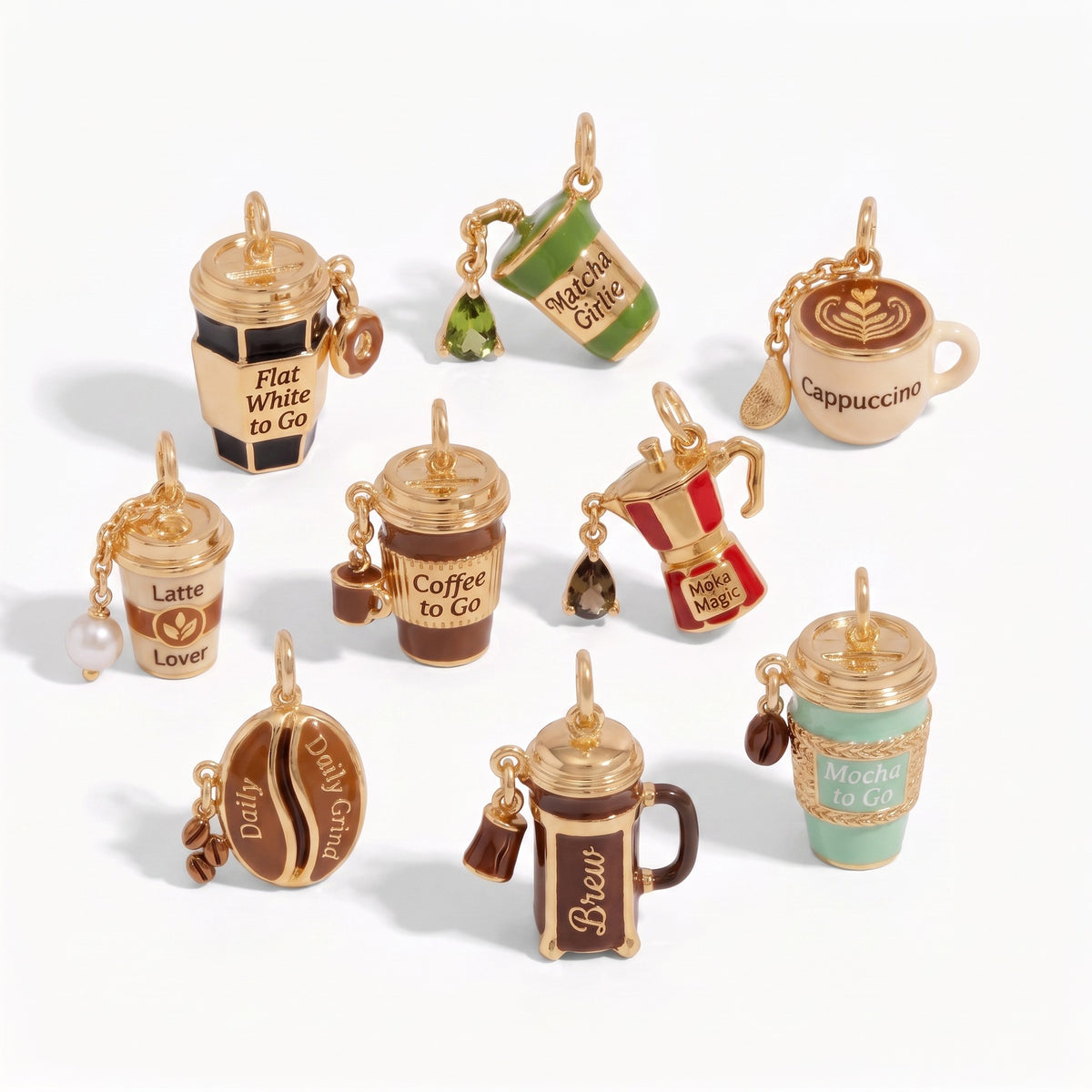 Enamel Coffee Necklace Charms