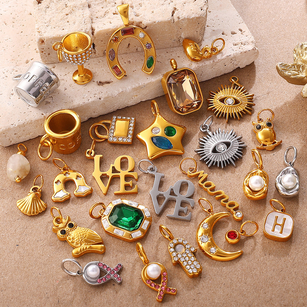 Stainless Steel Pendants, Gems and Charms