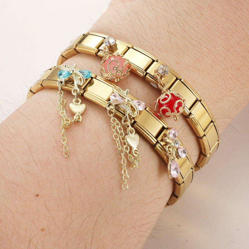 Gold Bow and Chain Dangle Charms