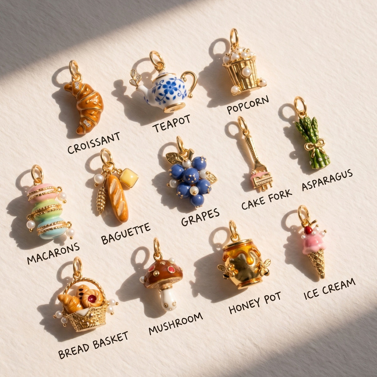 Bakery and Dessert Necklace Charms with Chains
