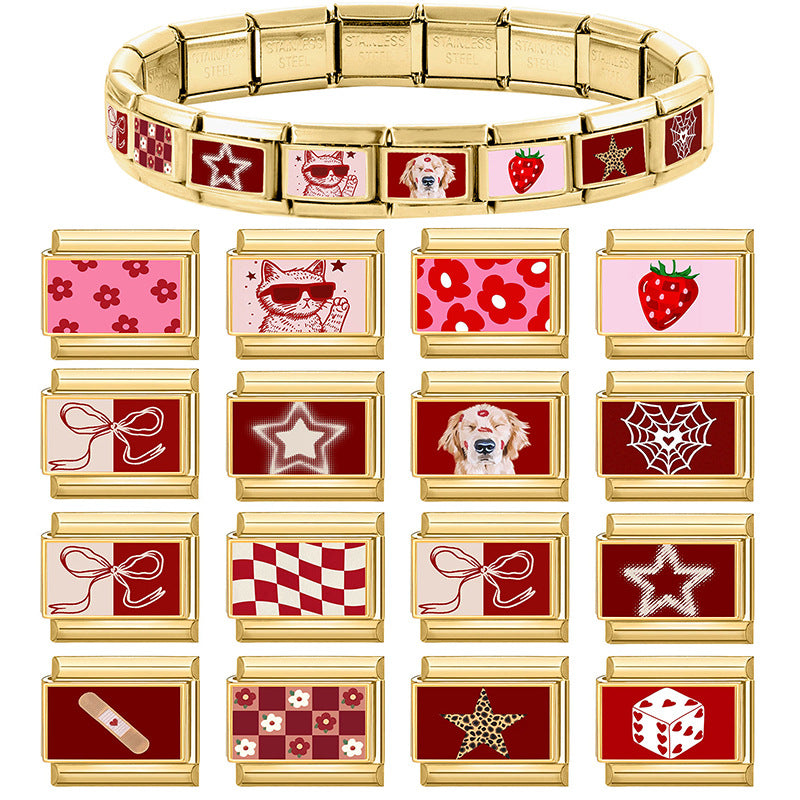 Red Enamel Print Charms