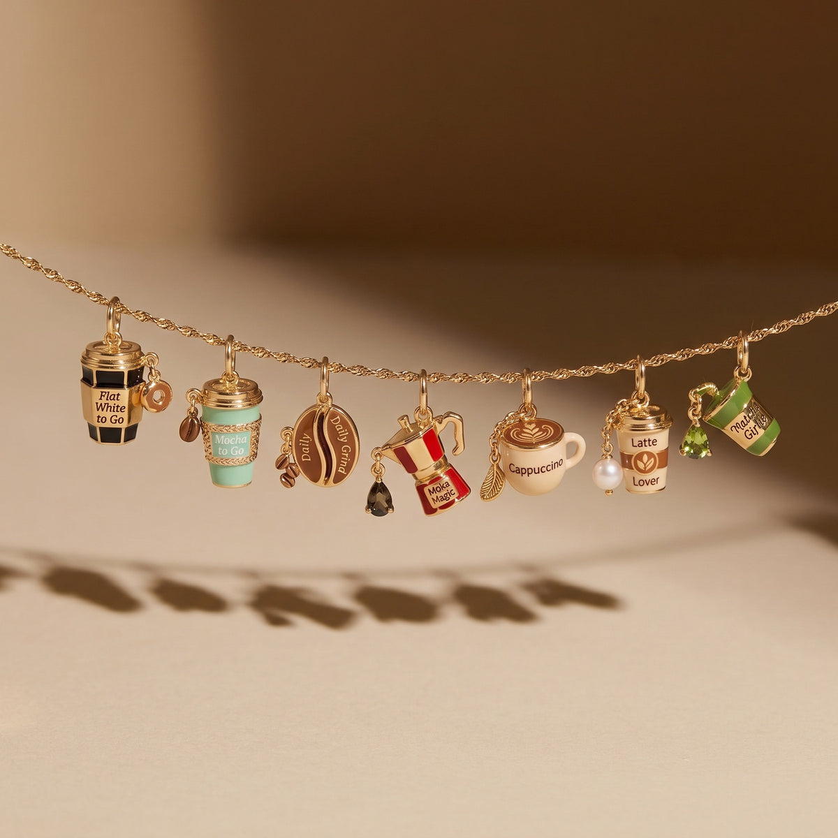 Enamel Coffee Necklace Charms