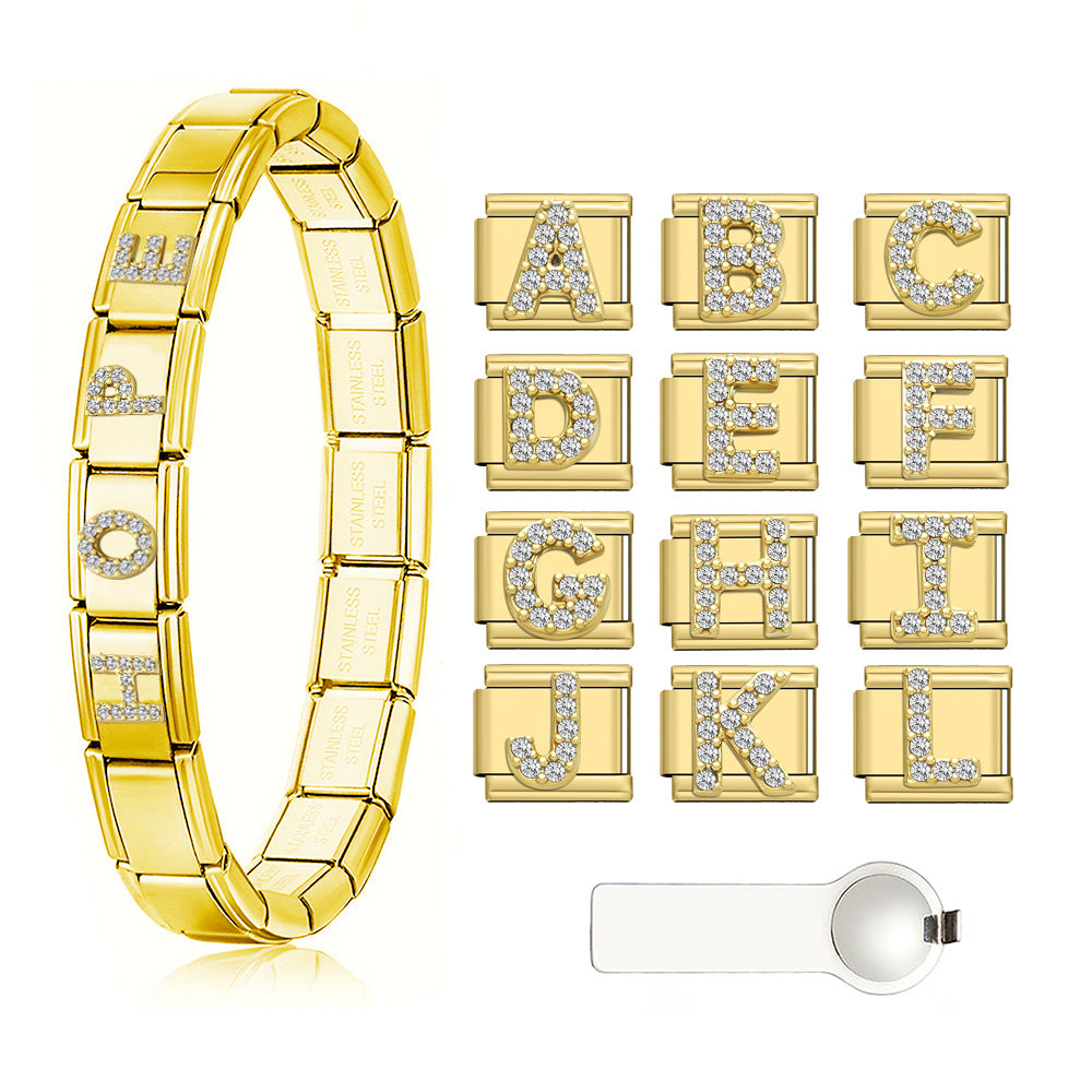 Gold Crystal Letter Charms