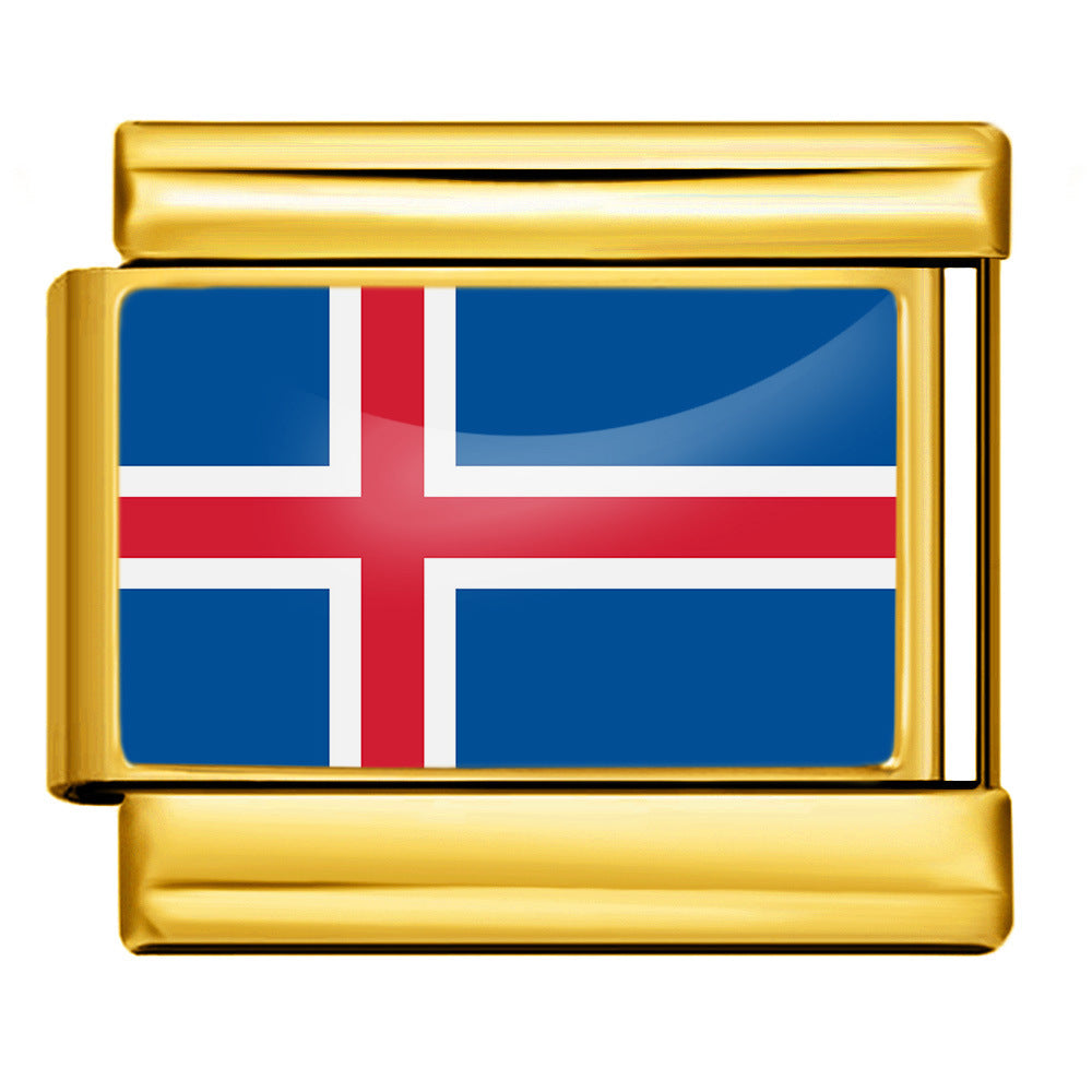Iceland Flag, Gold
