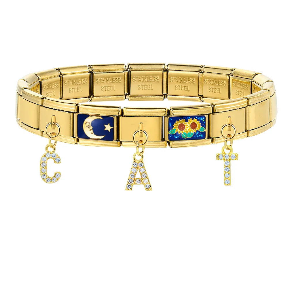 Initial Letter Charms with Crystals