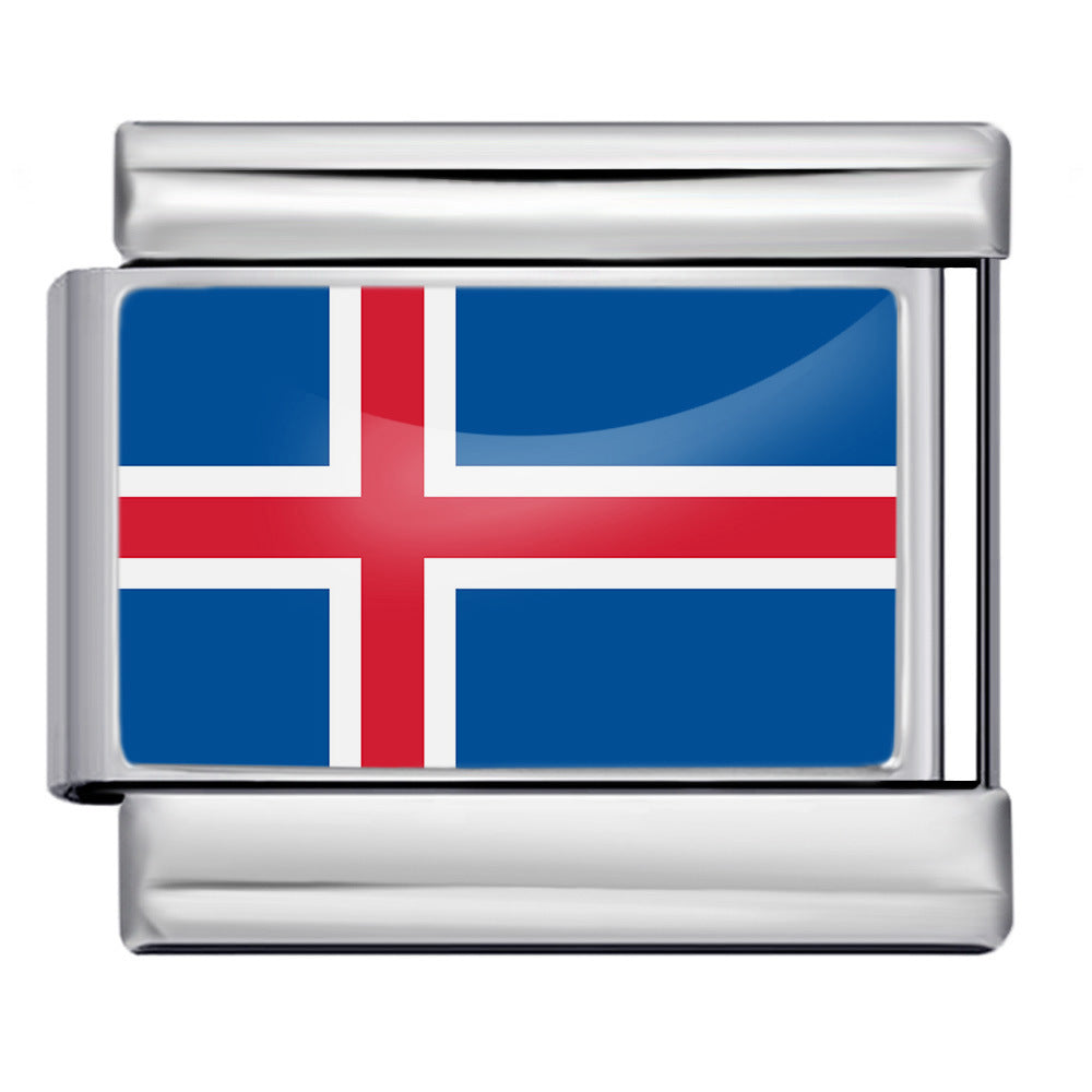 Iceland Flag, Silver