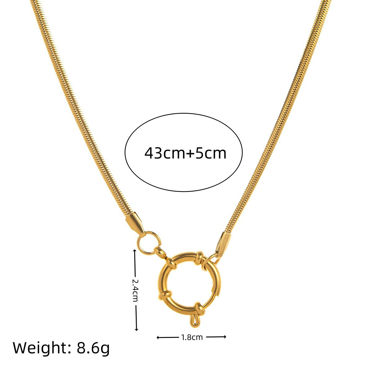 Gold Snake Chain 18mm Sailor Clasp 43cm