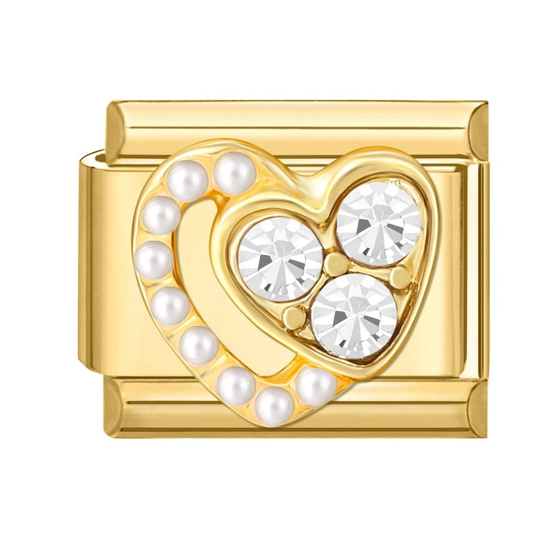 Pearl Heart with Crystals
