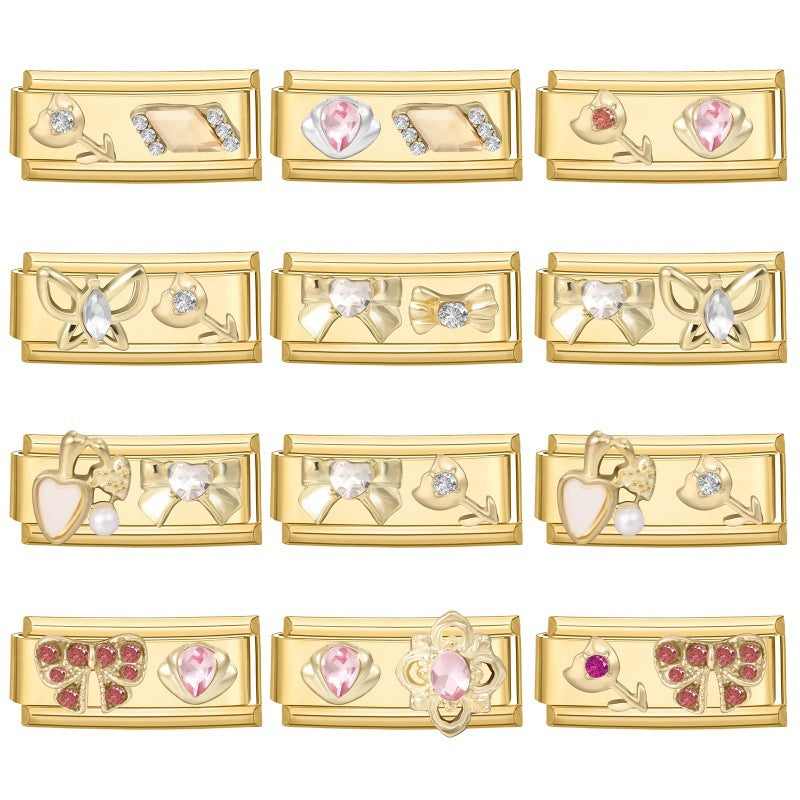Gold Crystal Double Charms