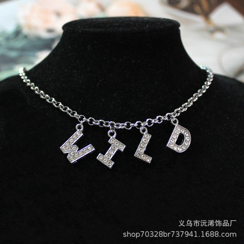 Silver Crystal Letter Necklace Charms