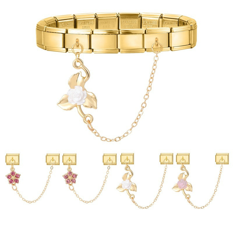 Double Link Flower Chain Charms