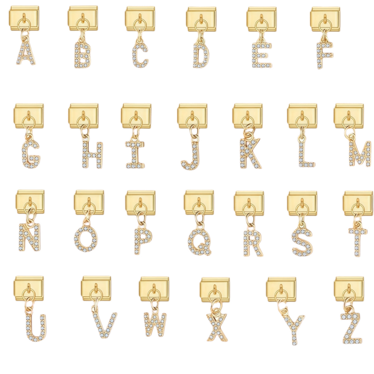 Gold Letter Dangle Charms A to Z