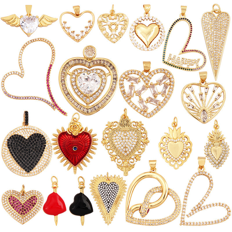 Crystal Heart Pendants, Necklace Charms