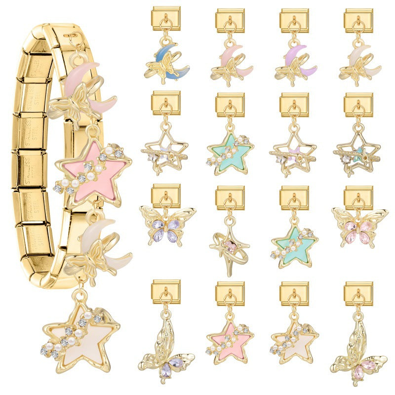 Gold Butterfly and Star Dangle Charms