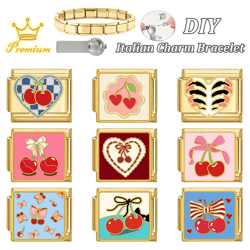 Gold Cherry Charms with Bows