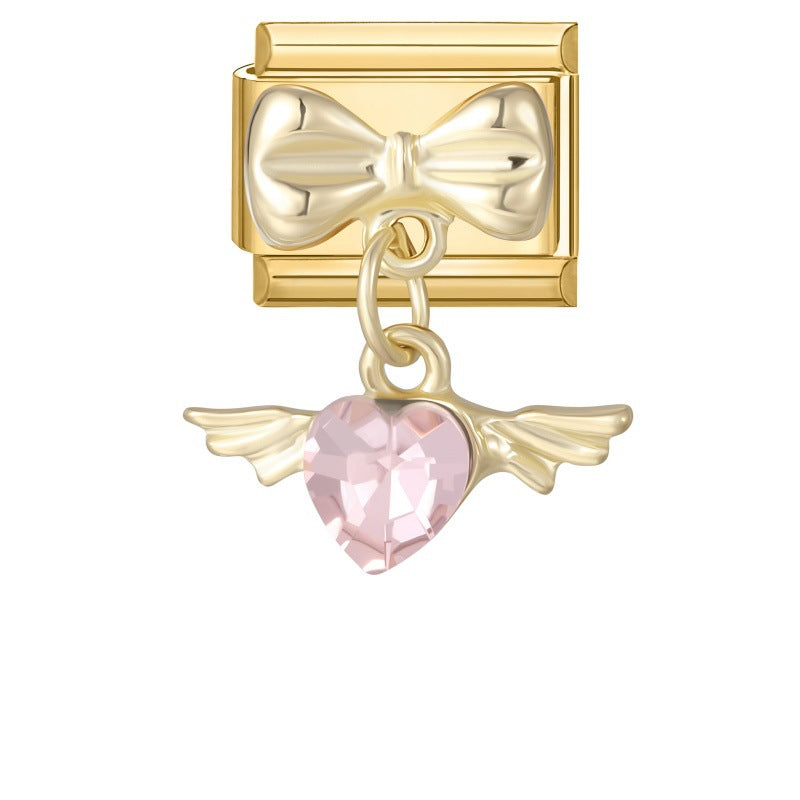Pink Crystal Heart Bow