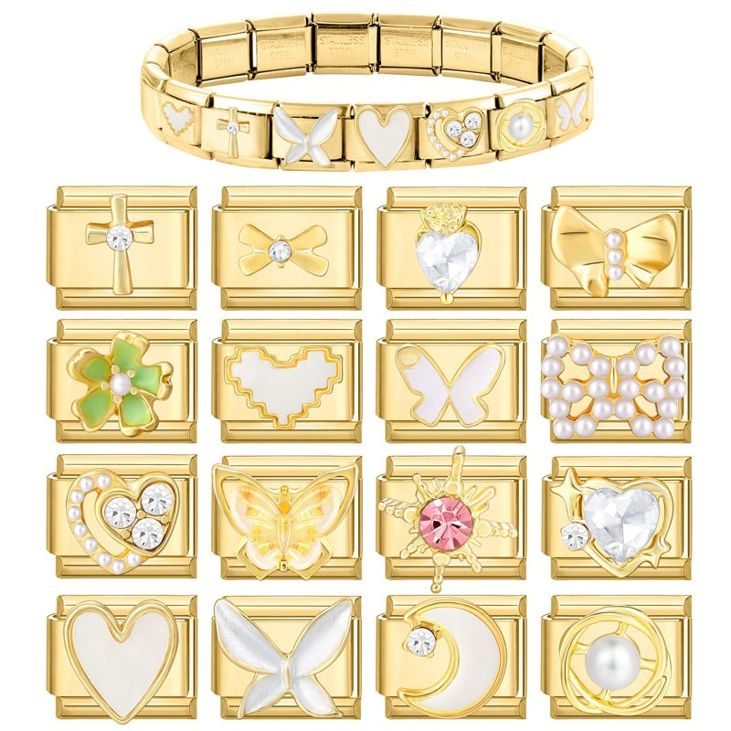 Gold Charms, Bows, Hearts and Butterflies