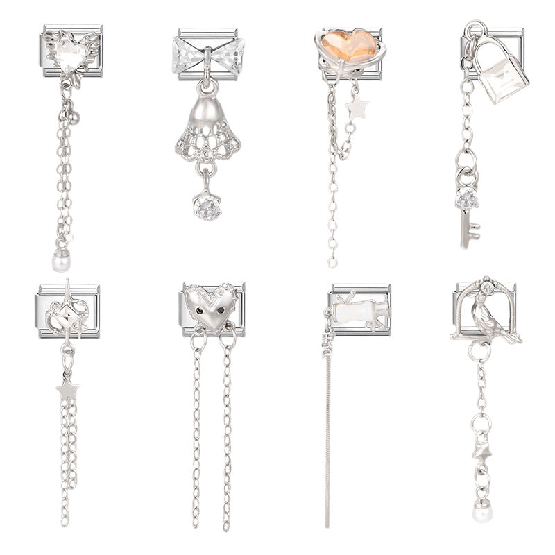 Silver Chain and Tassel Dangle Charms
