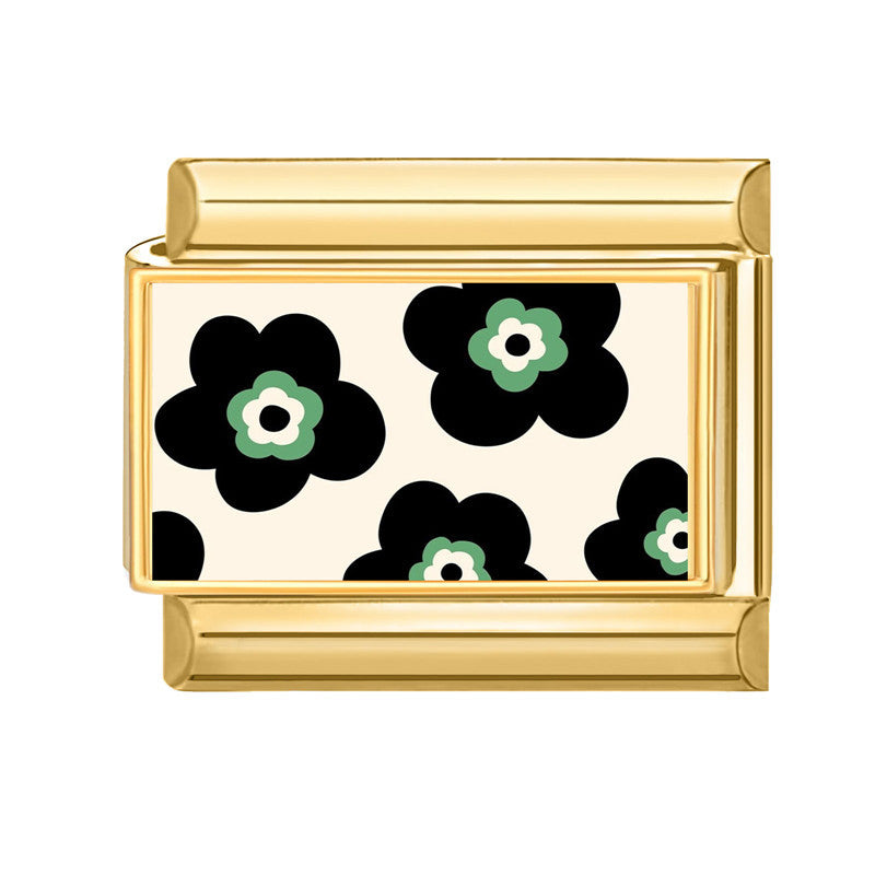 Black Flowers on Cream