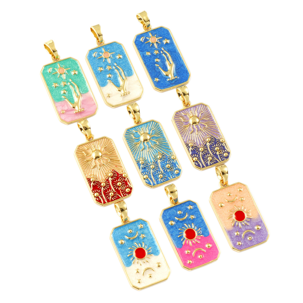 Enamel Tarot Pendants, Gold